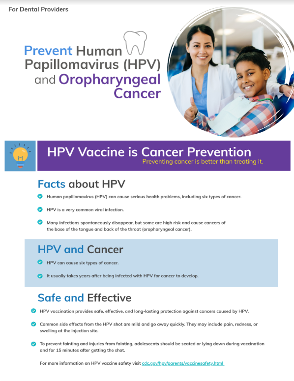 HPV Dental Provider Fact Sheet